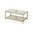 Coffee Table - Tempered Glass - Gold and Transparent - With Mesh Shelf and Stable Steel Frame