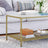 Coffee Table - Tempered Glass - Gold and Transparent - With Mesh Shelf and Stable Steel Frame