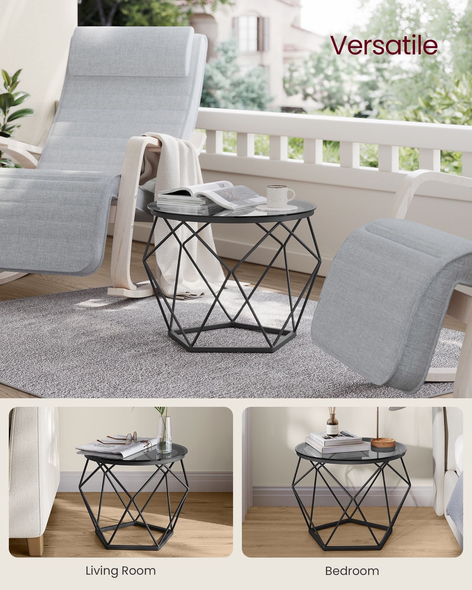 Set of 2 Round Coffee Tables - Steel - Slate Grey and Ink Black