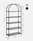 5-Tier Ladder Shelf - Glass - Black and Gold - Slim Design for Bedroom