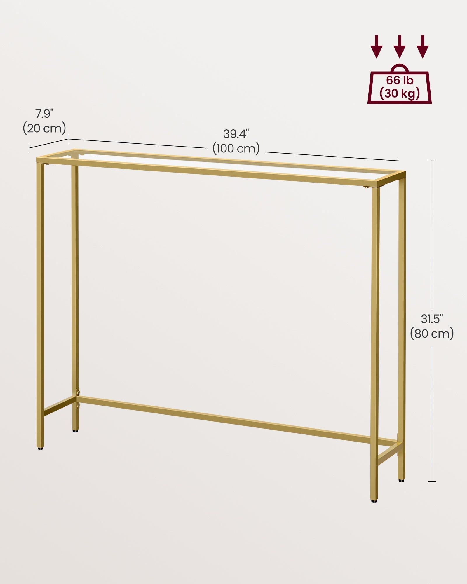 Console Table - Tempered Glass - Pale Gold