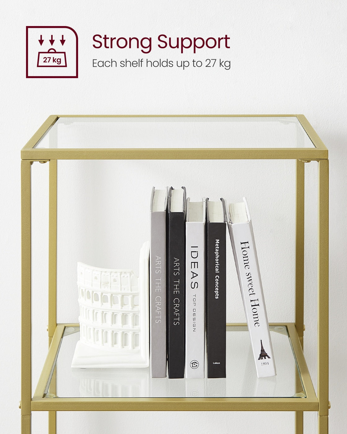 Glass Shelf Bookcase - Tempered Glass - Clear - 5-Tier Design for Versatile Storage