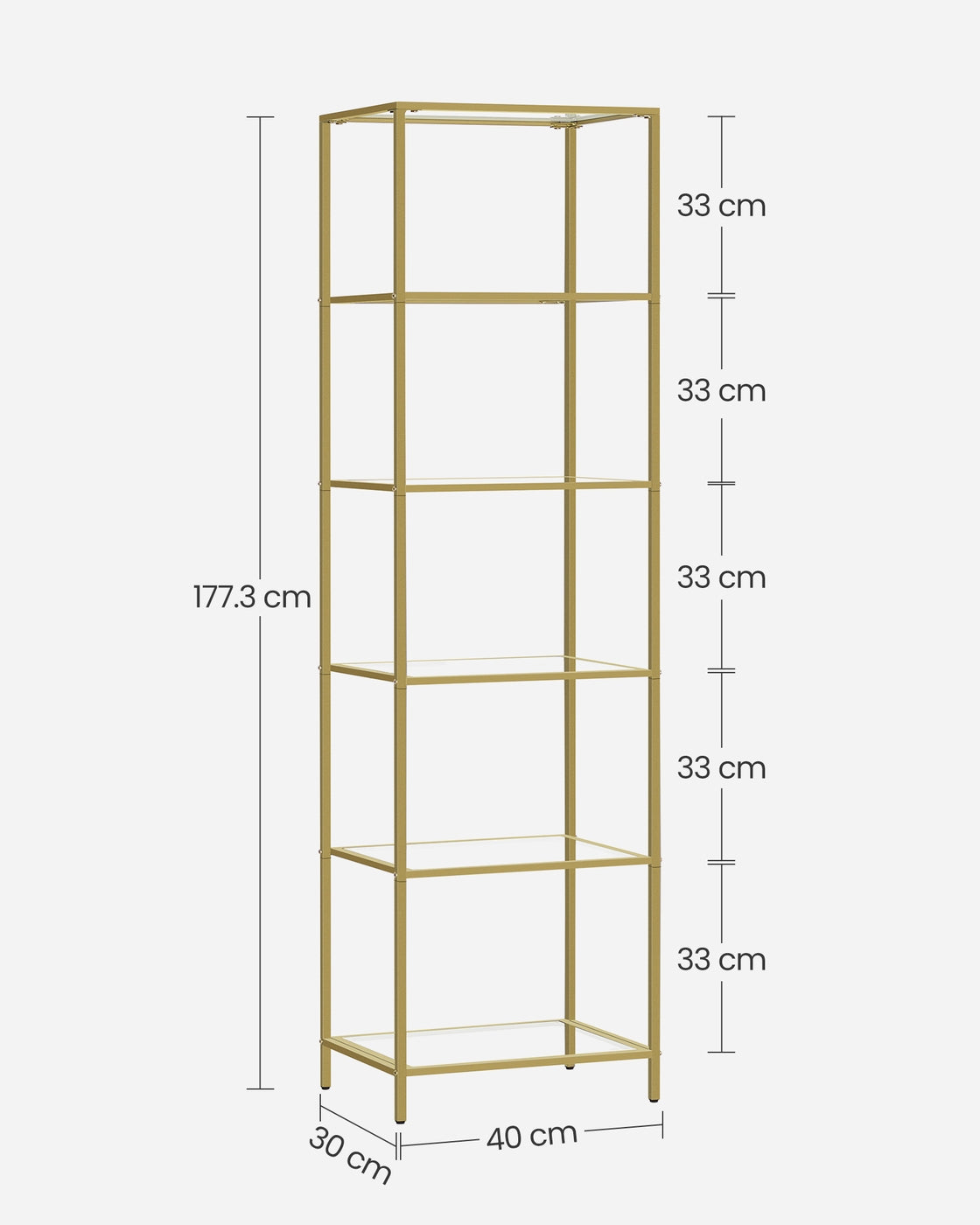 Glass Shelf Bookcase - Tempered Glass - Clear - 5-Tier Design for Versatile Storage