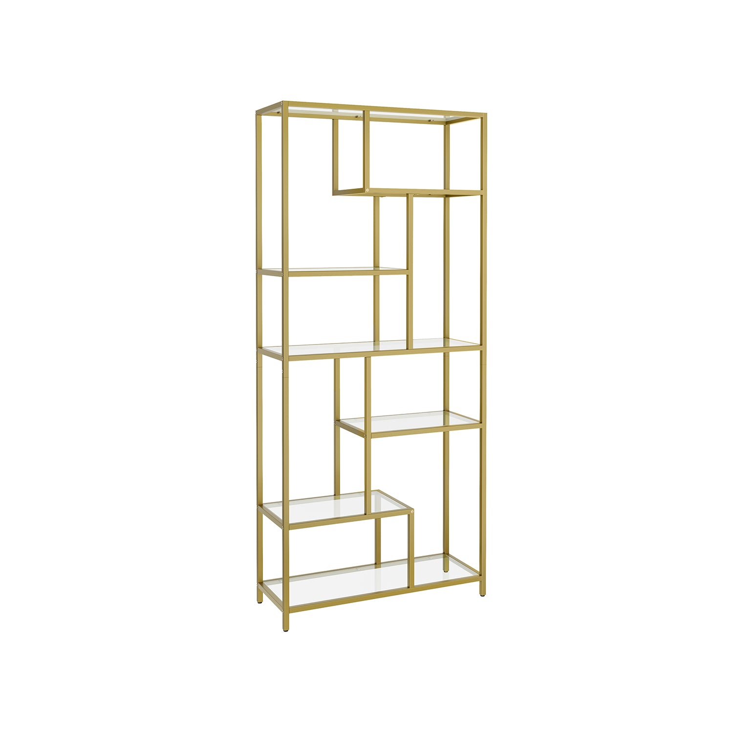 Tall Bookcase - Tempered Glass - Clear - 6-Tier Design for Versatile Display and Storage