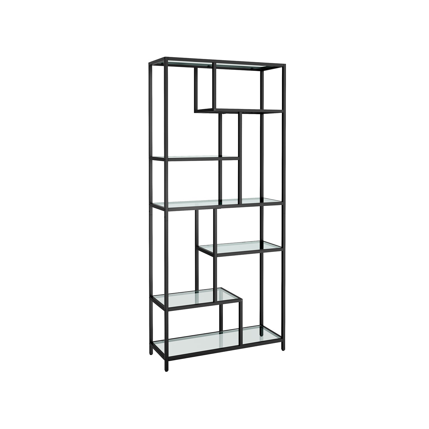 Tall Bookcase - Tempered Glass - Clear - 6 Tiers