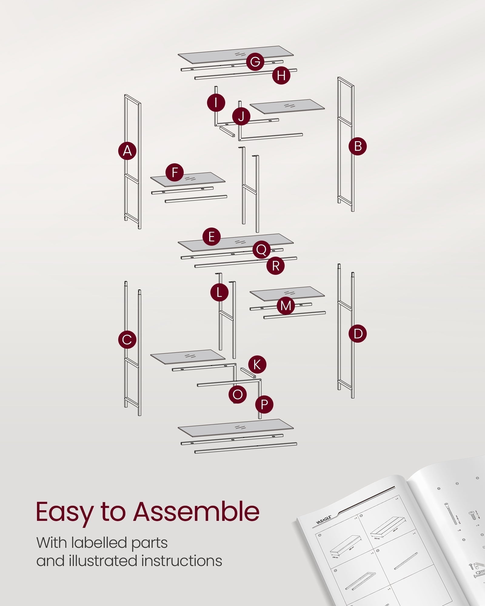 Tall Bookcase - Tempered Glass - Clear - 6 Tiers