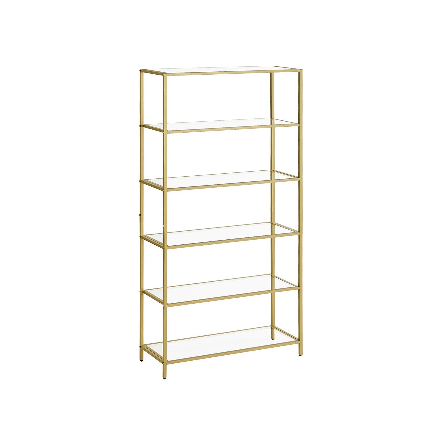 6-Tier Shelf - Tempered Glass - Metallic Gold - Versatile Storage for Home and Office