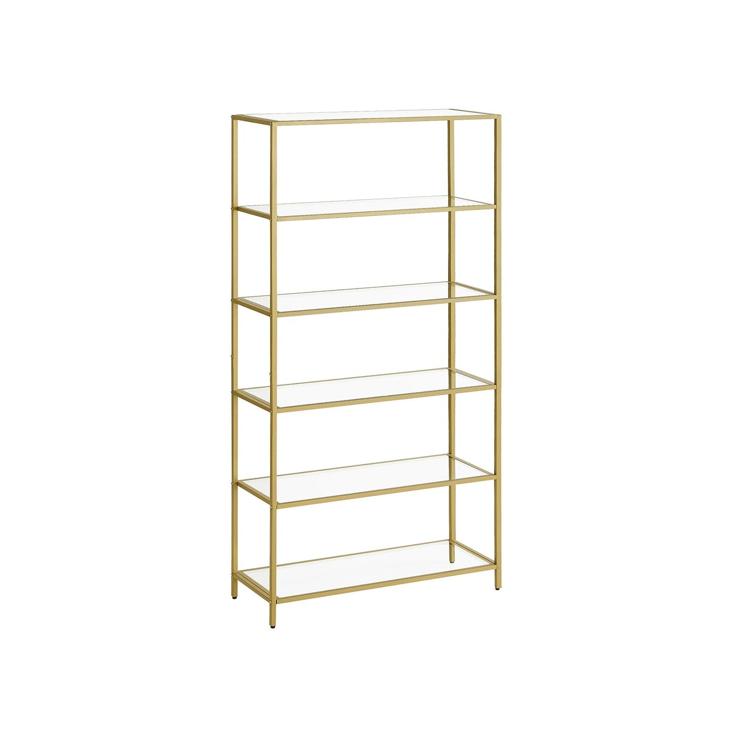 6-Tier Shelf - Tempered Glass - Metallic Gold - Versatile Storage for Home and Office