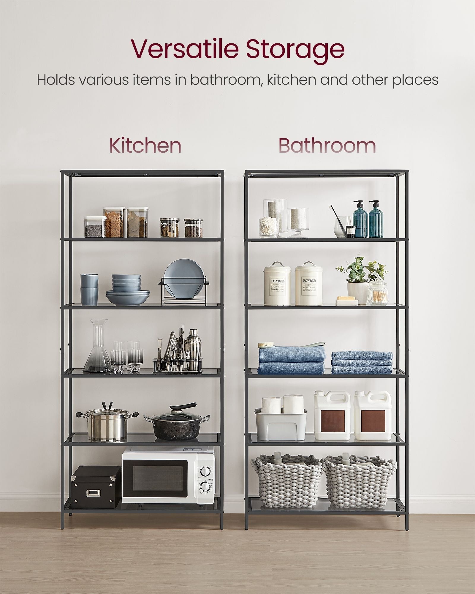6-Tier Storage Rack - Tempered Glass - Clear