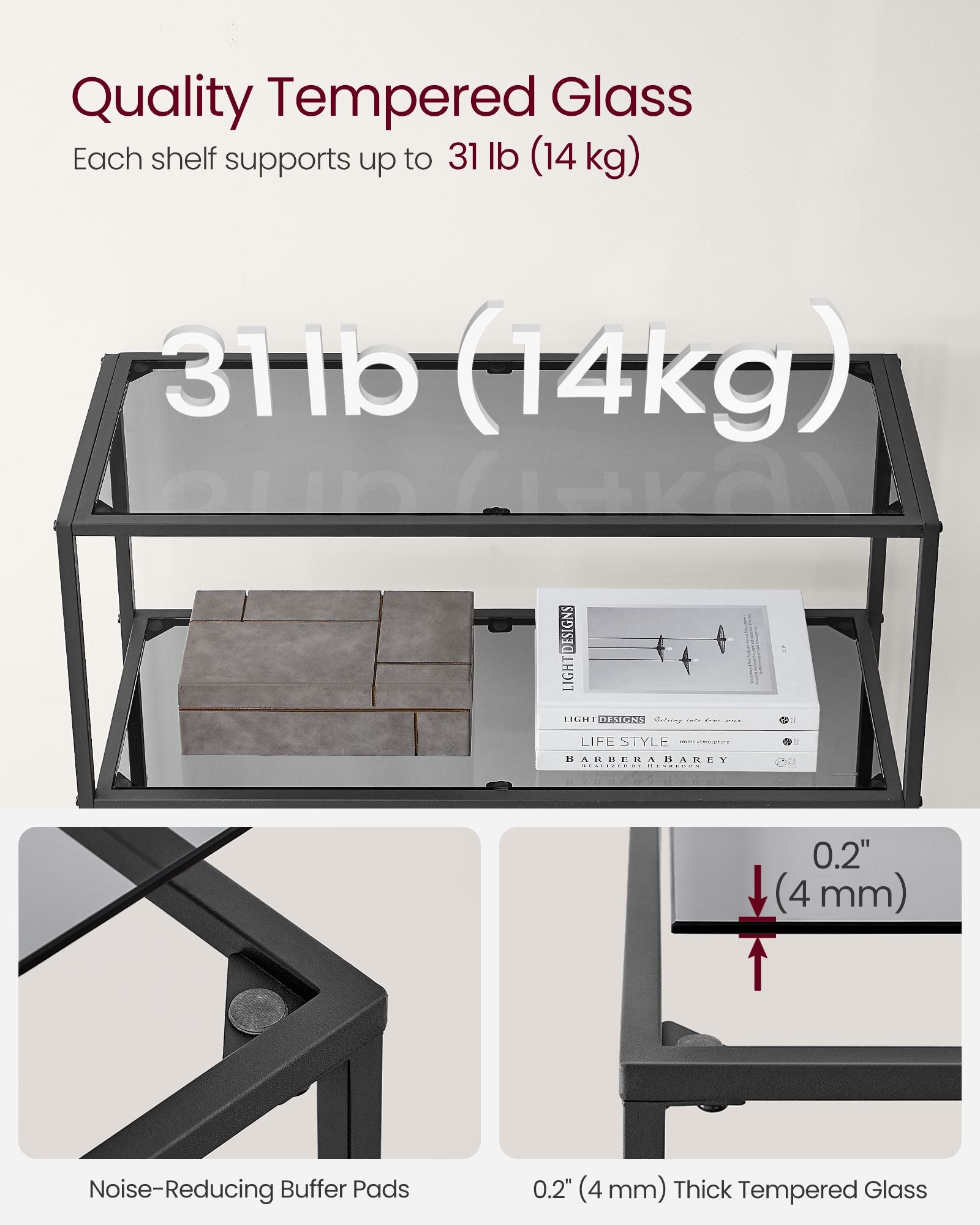 6-Tier Storage Rack - Tempered Glass - Clear