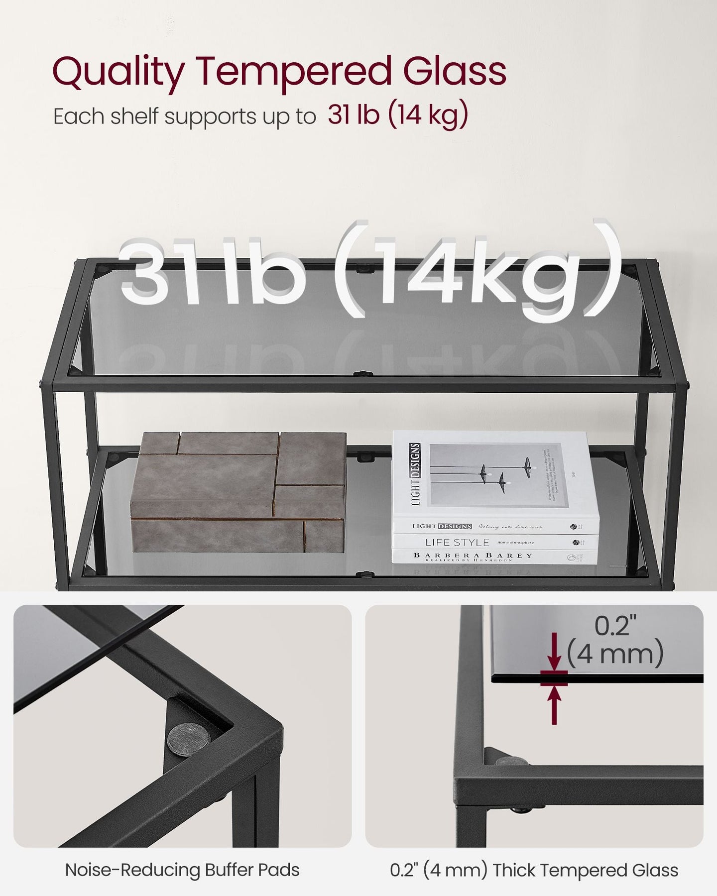 6-Tier Storage Rack - Tempered Glass - Clear