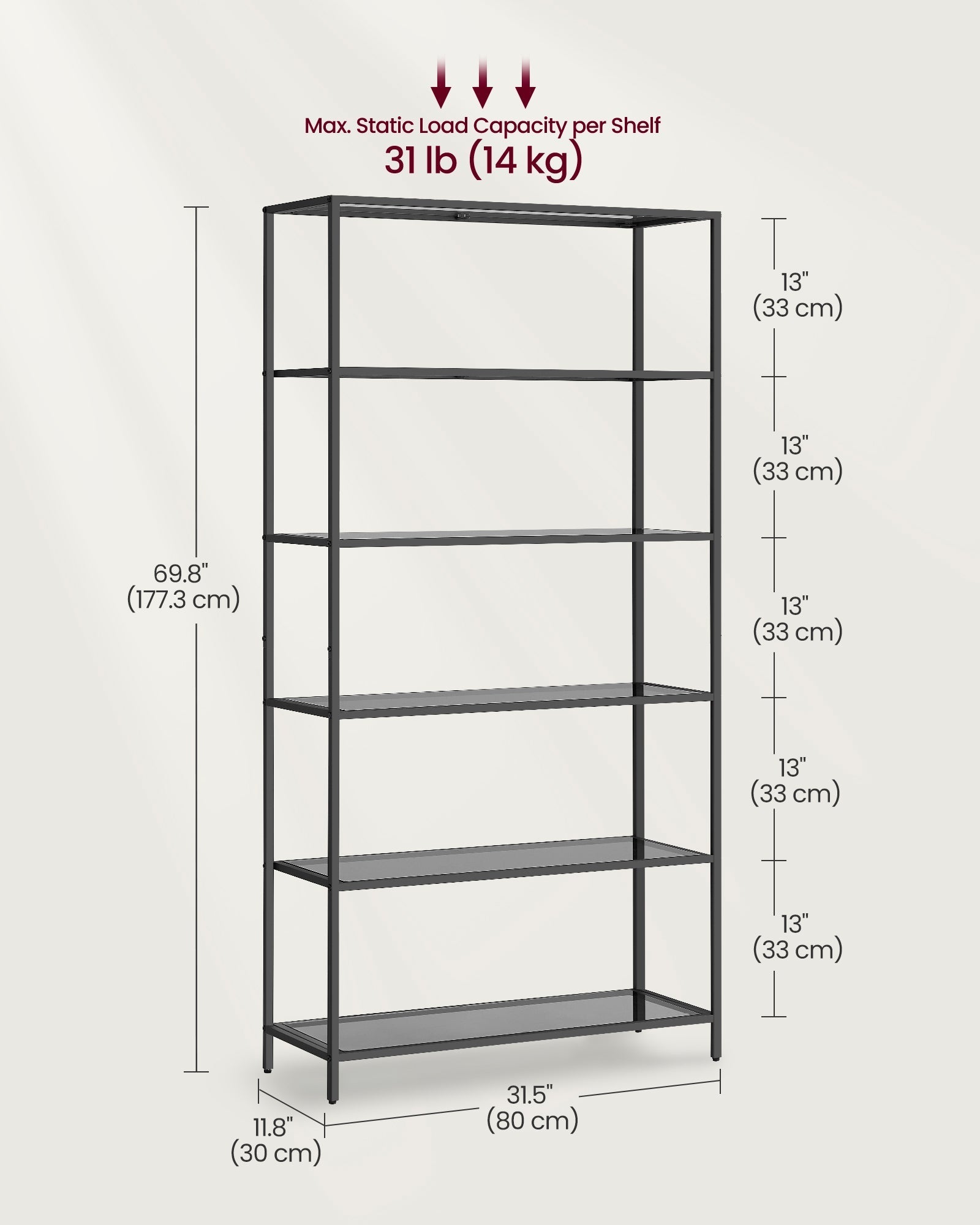 6-Tier Storage Rack - Tempered Glass - Clear