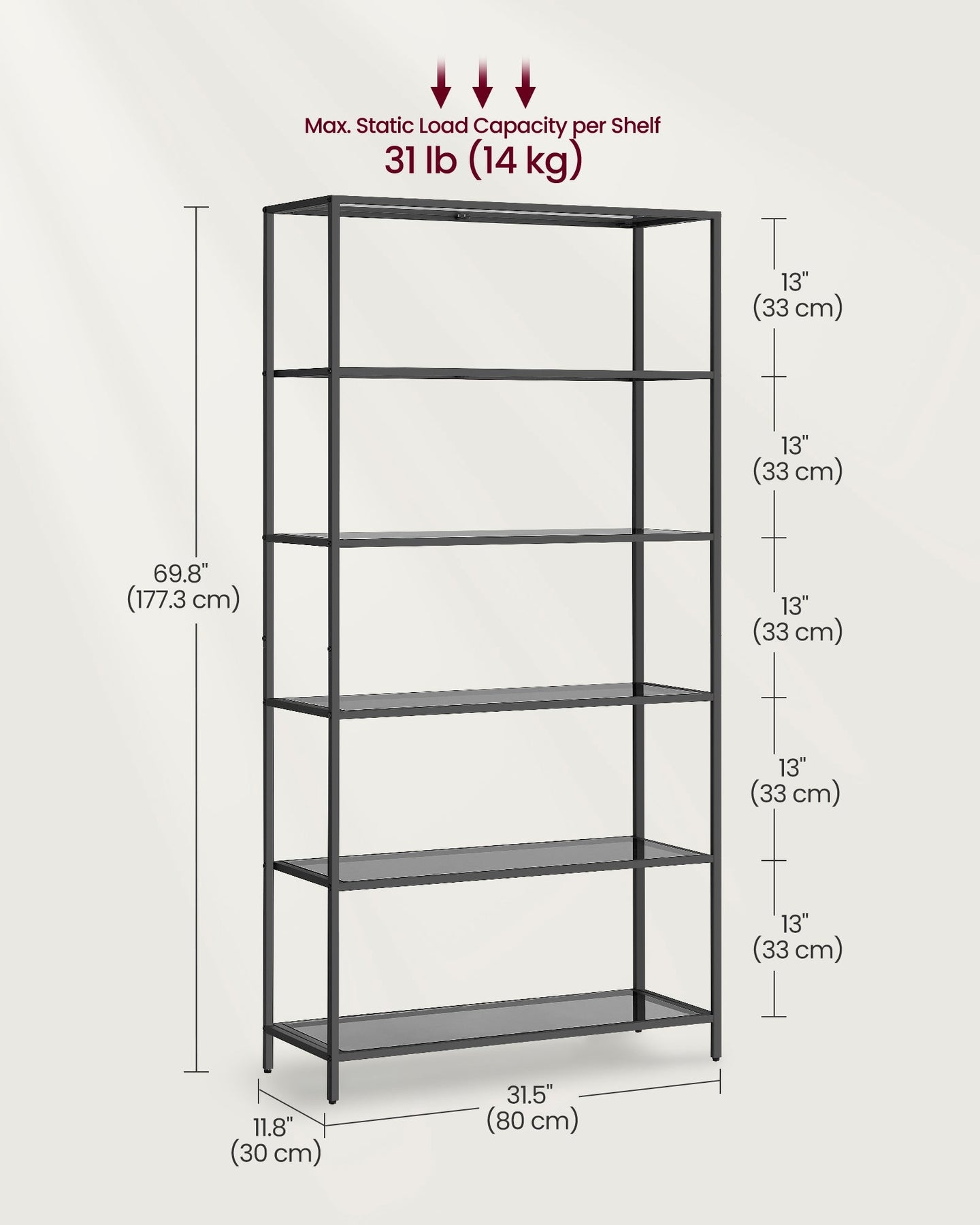 6-Tier Storage Rack - Tempered Glass - Clear