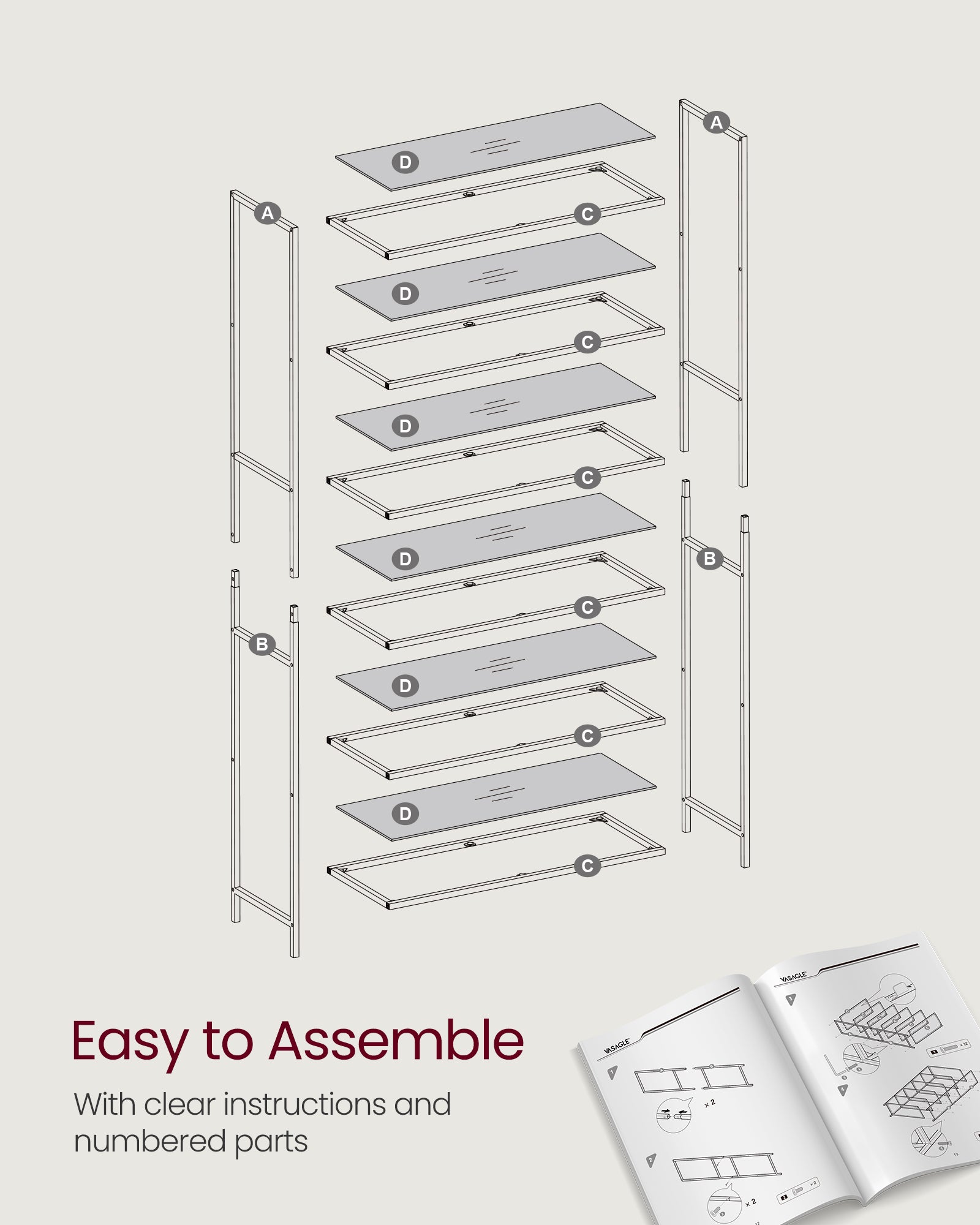 6-Tier Storage Rack - Tempered Glass - Clear