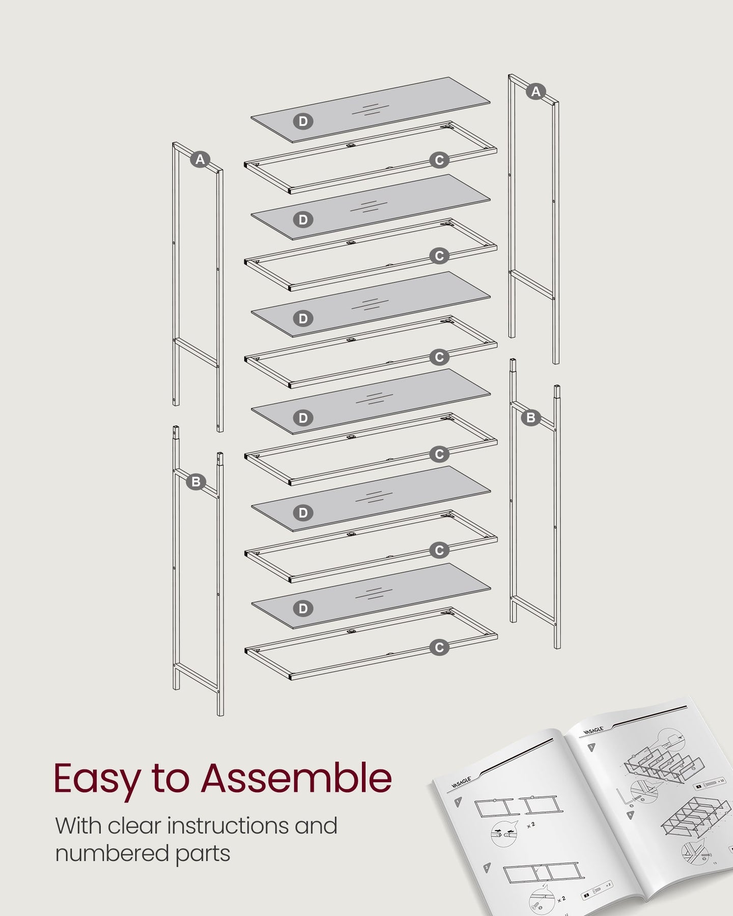 6-Tier Storage Rack - Tempered Glass - Clear