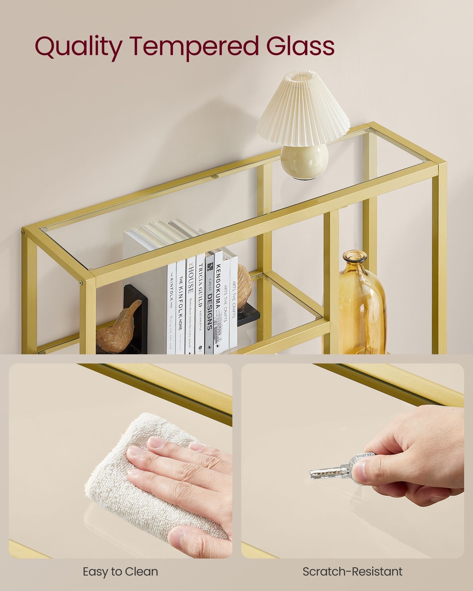 4-Tier Freestanding Bookcase - Metal - Transparent