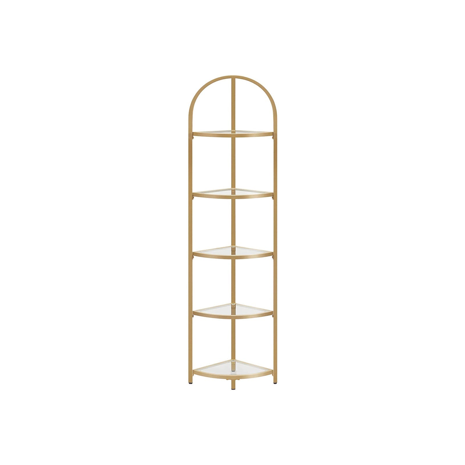 Corner Shelf Unit - Glass - Golden