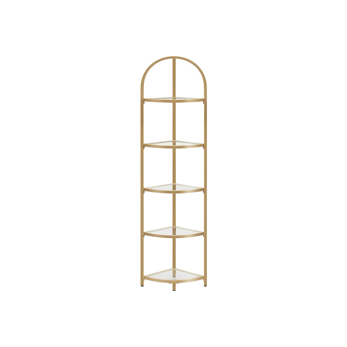 Corner Shelf Unit - Glass - Golden