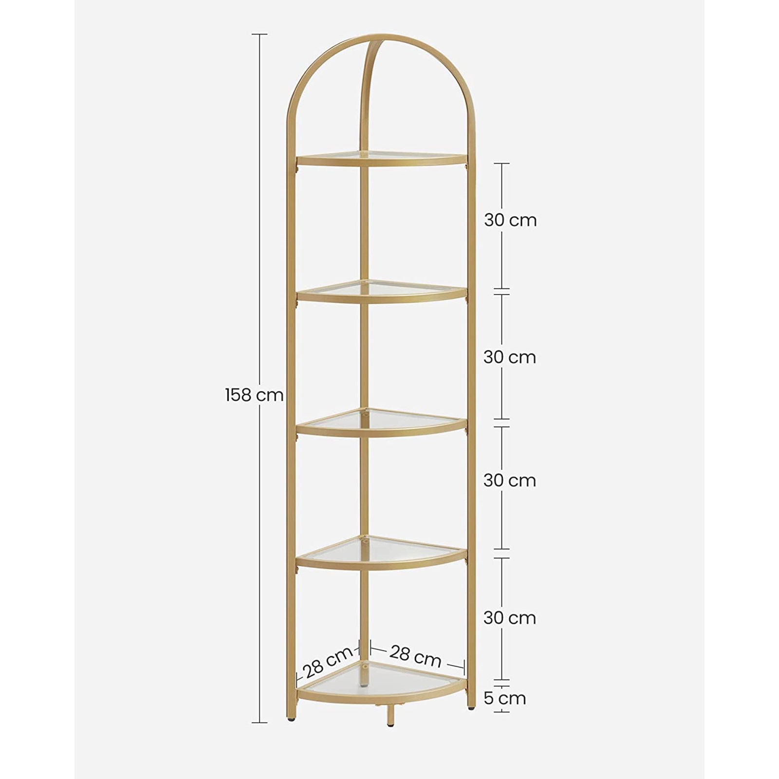 Corner Shelf Unit - Glass - Golden