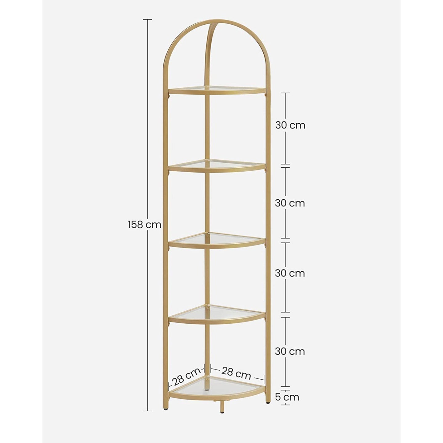 Corner Shelf Unit - Glass - Golden