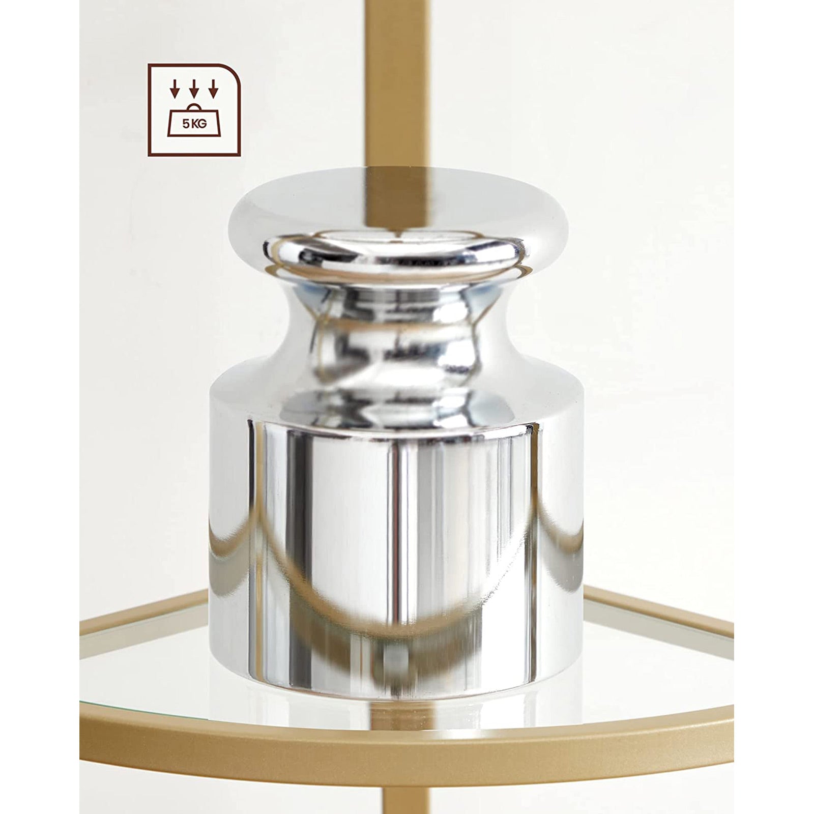 Corner Shelf Unit - Glass - Golden