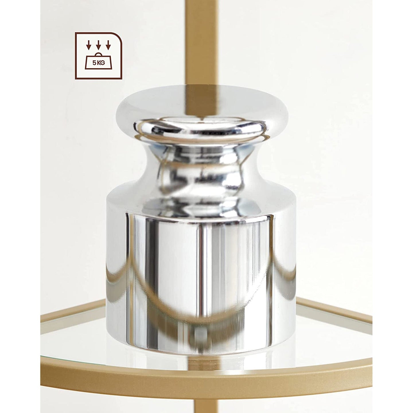 Corner Shelf Unit - Glass - Golden