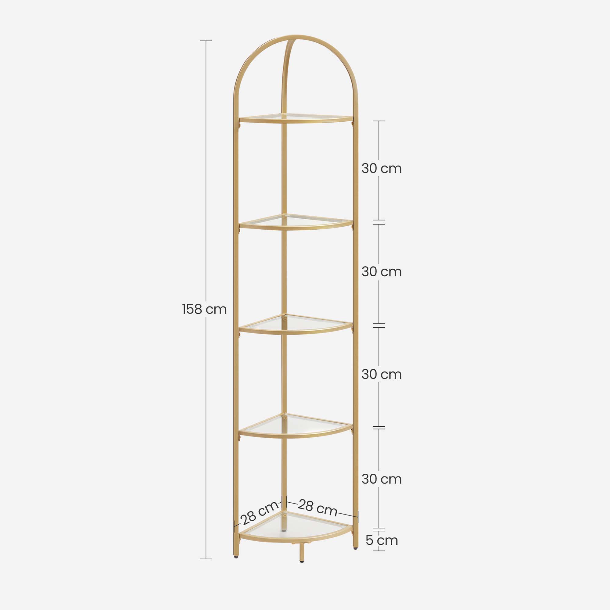 Corner Shelf Unit - Glass - Golden