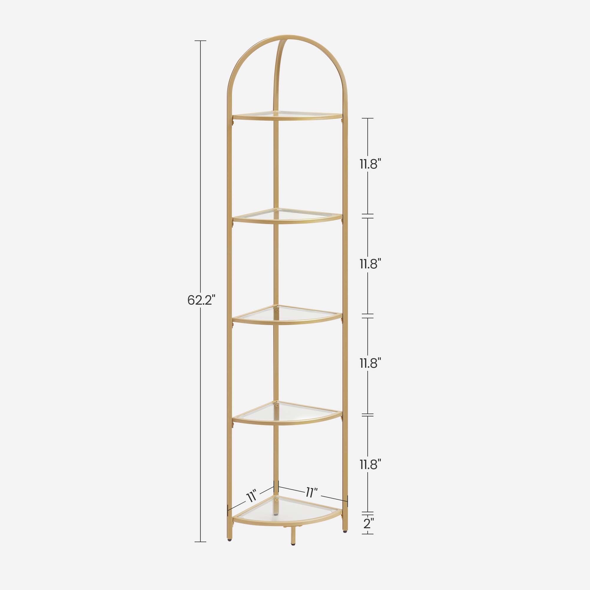Corner Shelf Unit - Glass - Golden