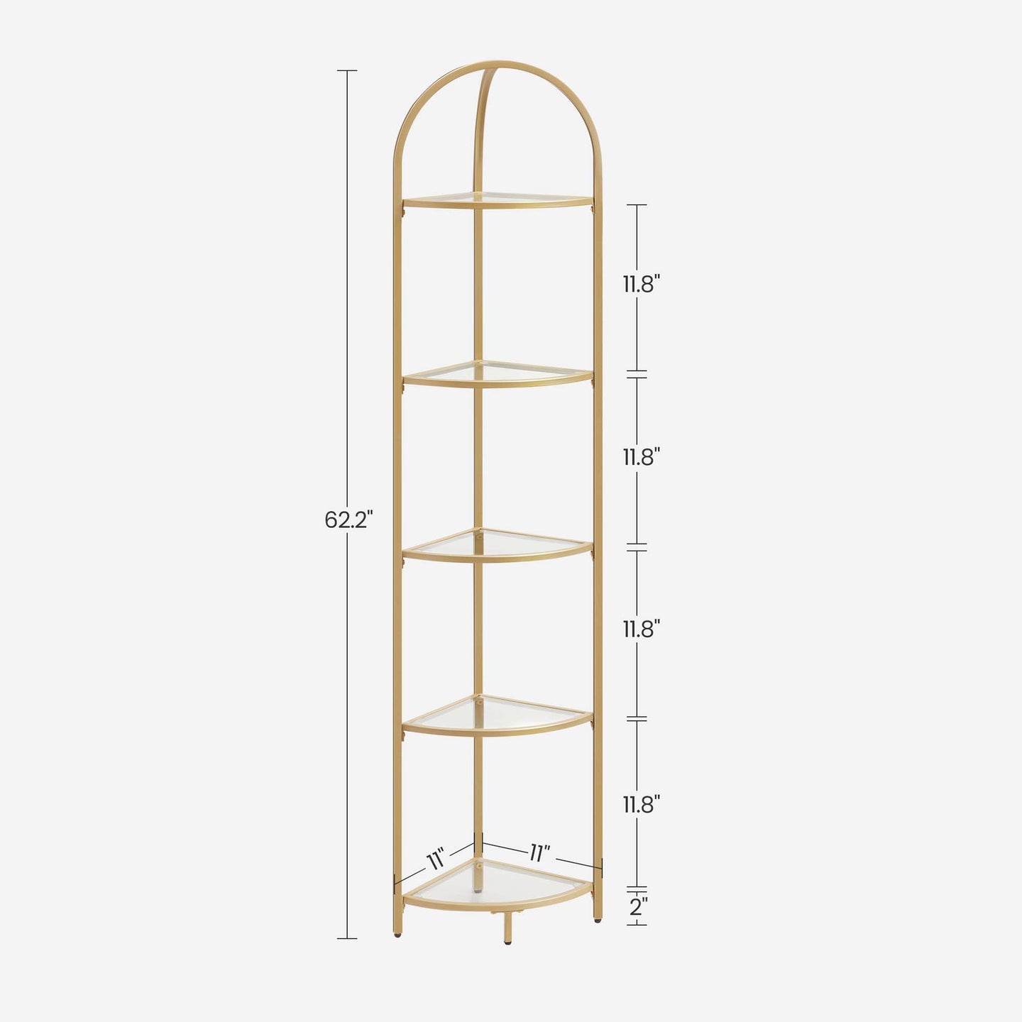 Corner Shelf Unit - Glass - Golden