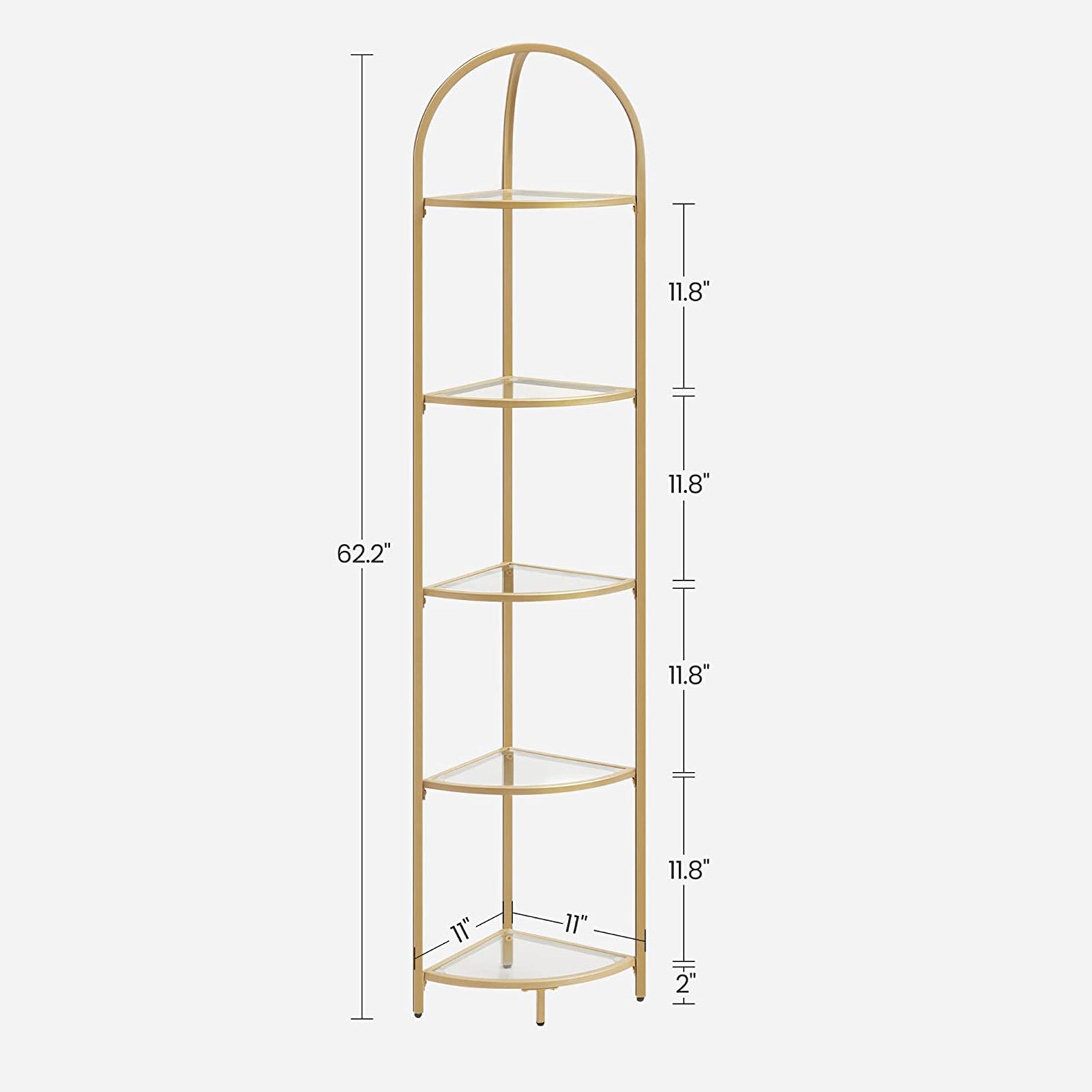 Corner Shelf Unit - Glass - Golden