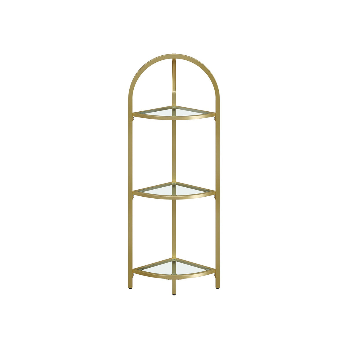 Corner Shelf Stand - Tempered Glass - Metallic Gold - 3-Tier Design with Versatile Storage