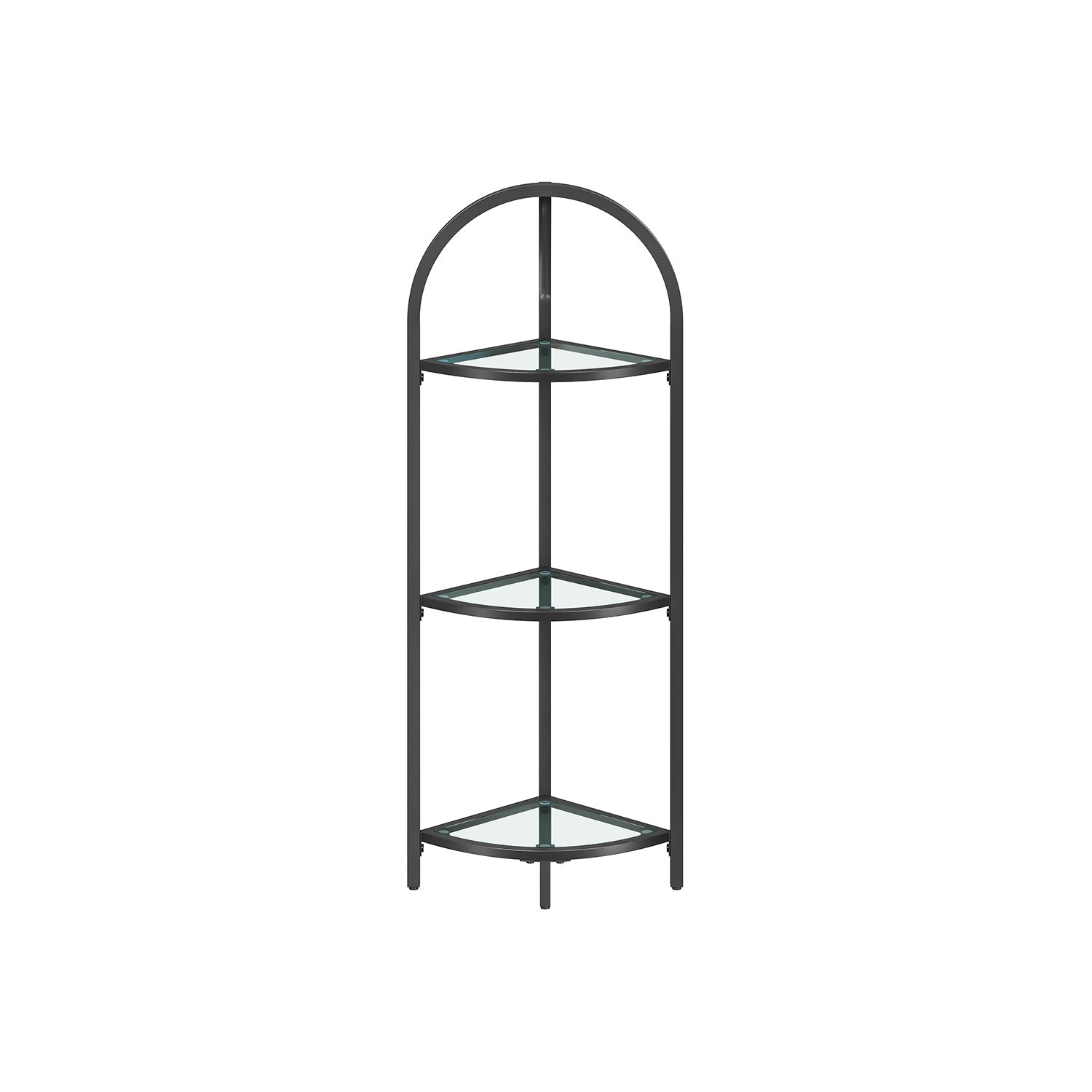 Corner Shelf Stand - Tempered Glass - Classic Black - 3-Tier Design with Metal Frame