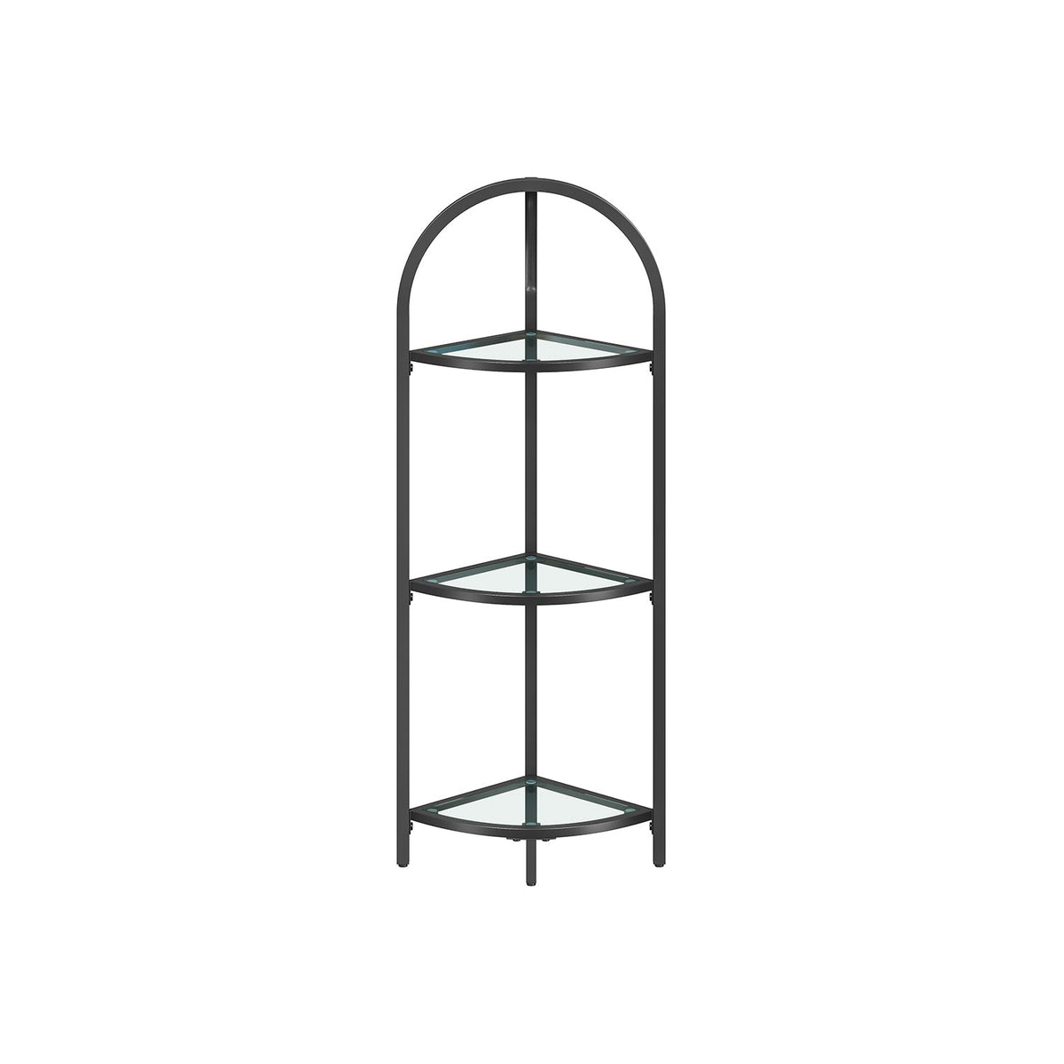 Corner Shelf Stand - Tempered Glass - Classic Black - 3-Tier Design with Metal Frame