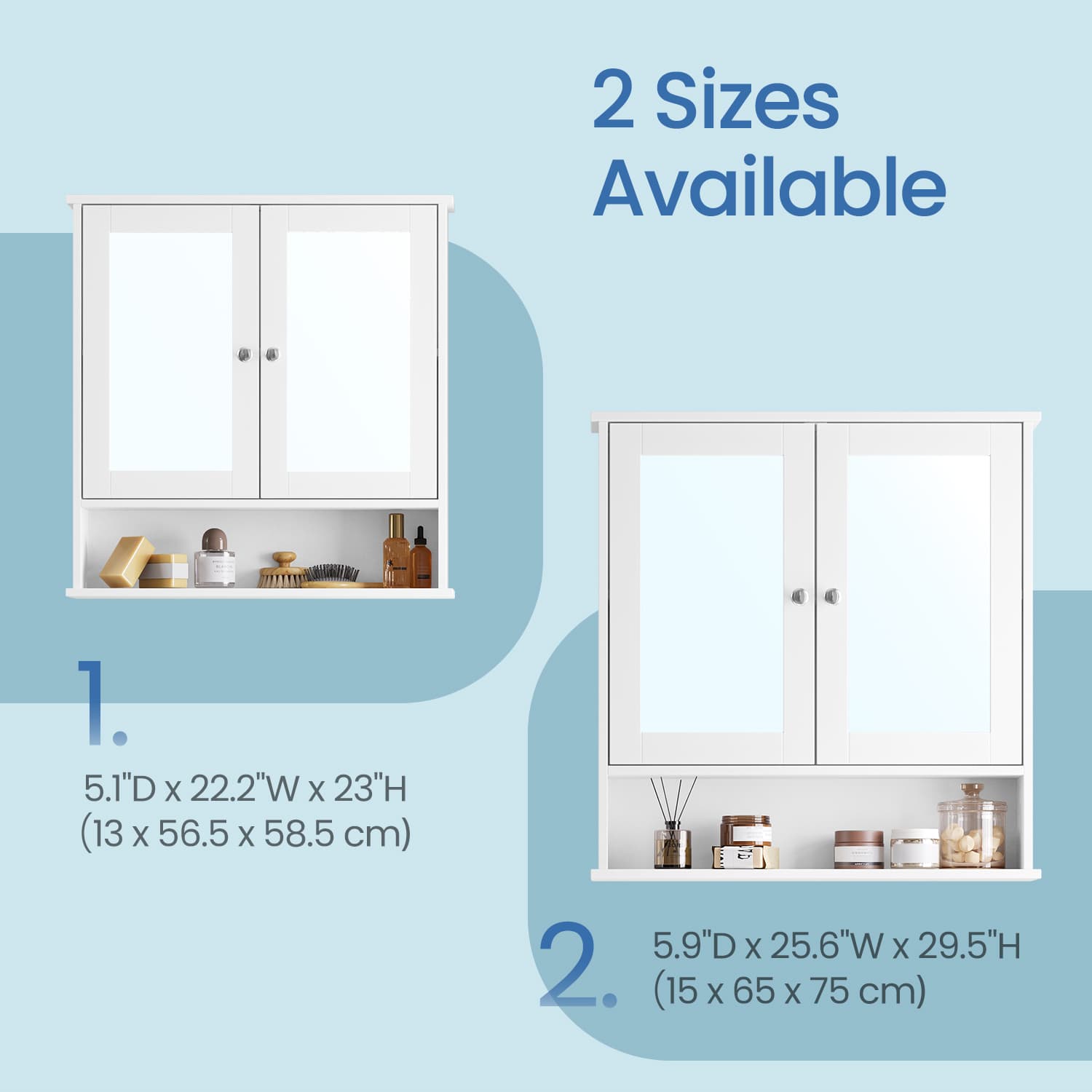 Bathroom Cabinet - Engineered Wood - Dove Gray - Wall-Mounted with 2 Mirrored Doors and Adjustable Shelf