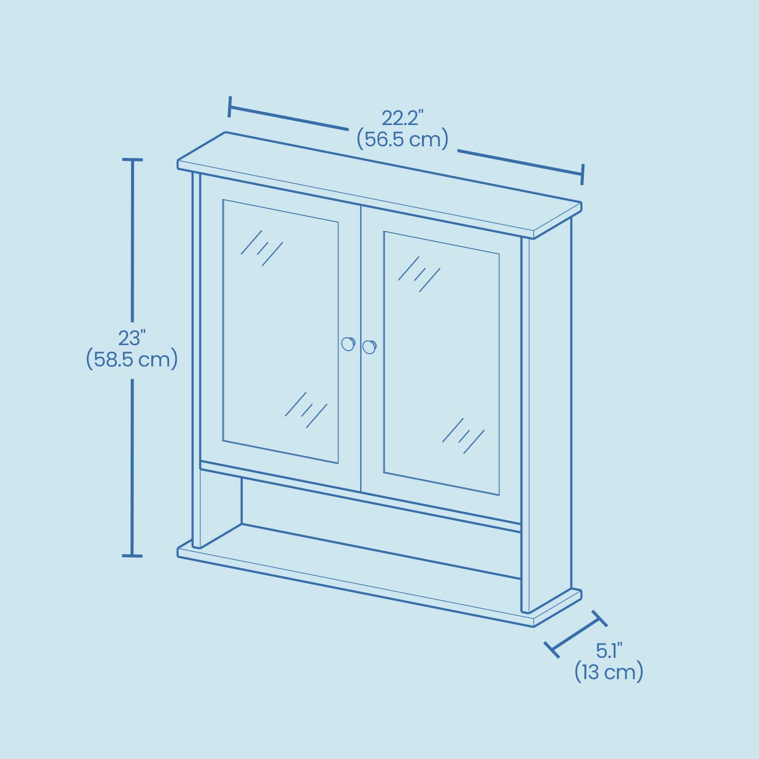 Bathroom Cabinet - Engineered Wood - Dove Gray - Wall-Mounted with 2 Mirrored Doors and Adjustable Shelf