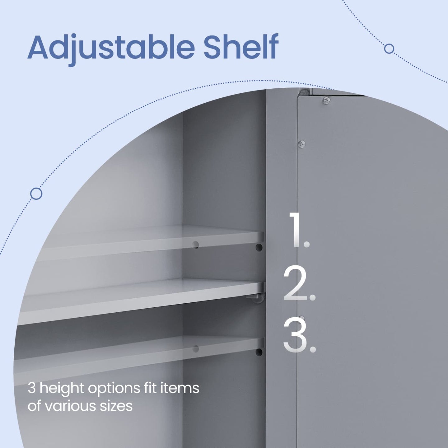 Bathroom Cabinet - Engineered Wood - Dove Gray - Wall-Mounted with 2 Mirrored Doors and Adjustable Shelf