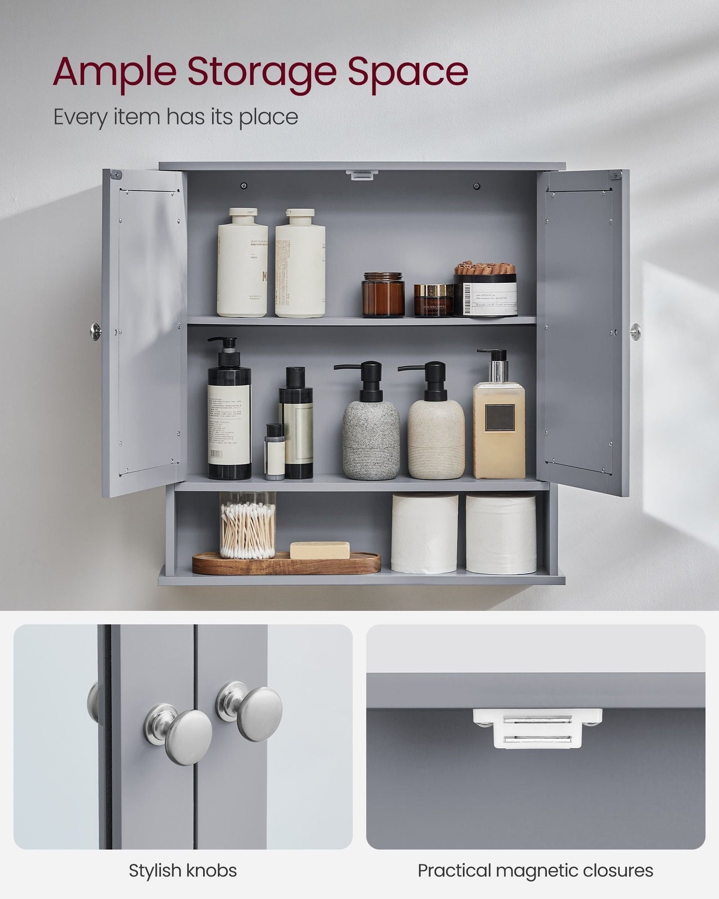 Bathroom Wall Cabinet - White - Wooden