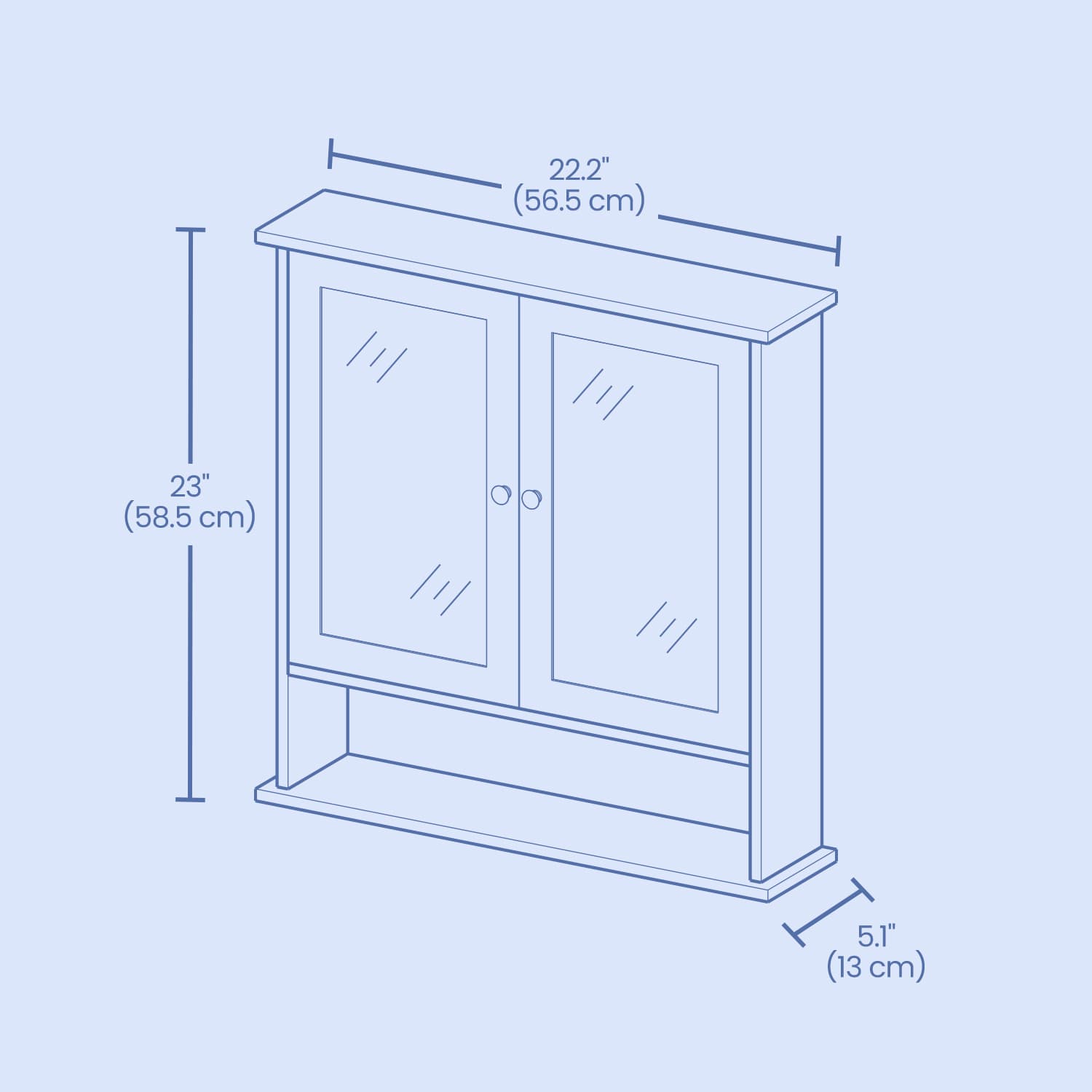 Bathroom Cabinet - Engineered Wood - Dove Gray - Wall-Mounted with 2 Mirrored Doors and Adjustable Shelf