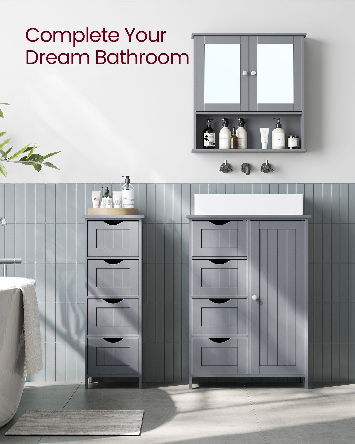 Bathroom Wall Cabinet - White - Wooden