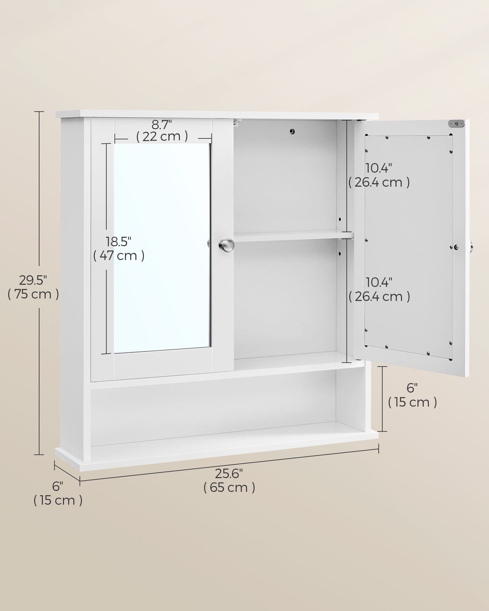 Wall-Mounted Bathroom Cabinet - White - Wooden