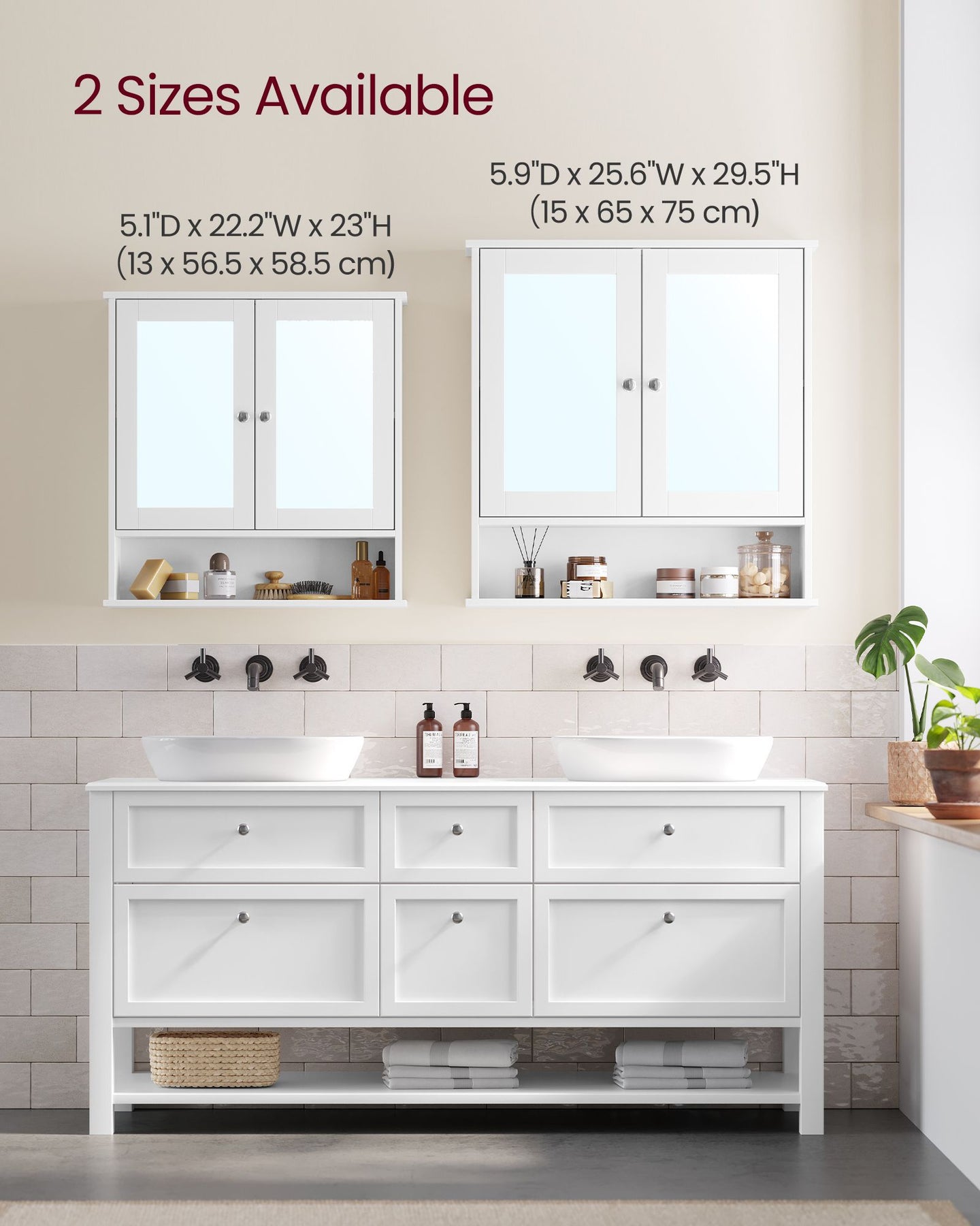 Wall-Mounted Bathroom Cabinet - White - Wooden