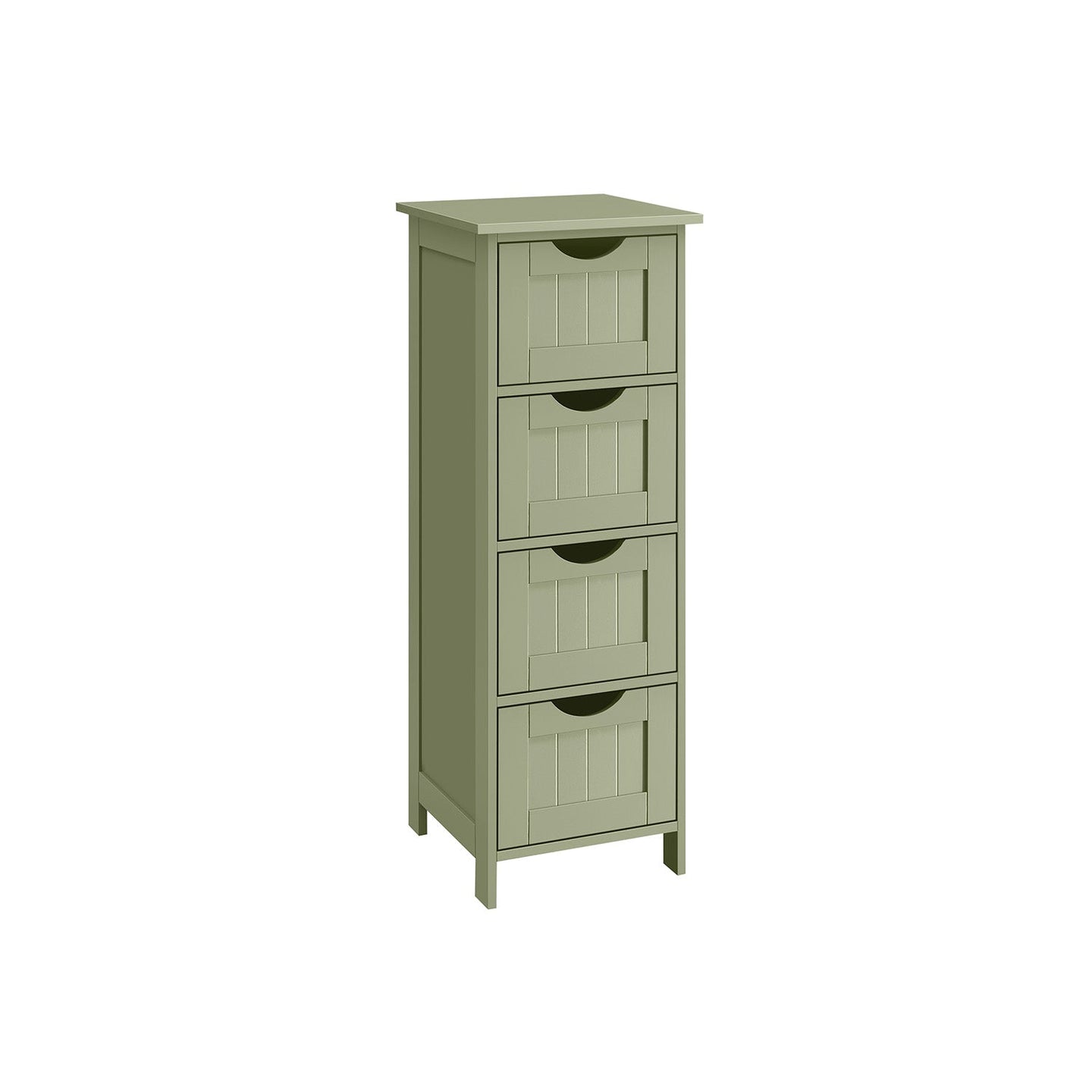 Bathroom Storage Cabinet - Wood - Laurel Green - Freestanding with 4 Drawers