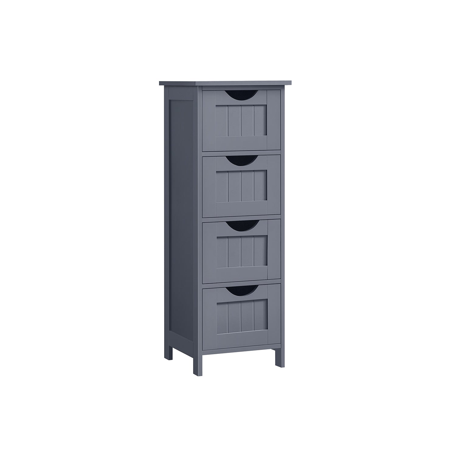 Bathroom Floor Storage Cabinet - MDF - Slate Grey - Freestanding with 4 Drawers