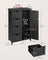 Bathroom Floor Storage Cabinet - White Wood - Ink Black - 4 Drawers and 1 Wardrobe Compartment