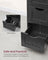 Bathroom Floor Storage Cabinet - White Wood - Ink Black - 4 Drawers and 1 Wardrobe Compartment