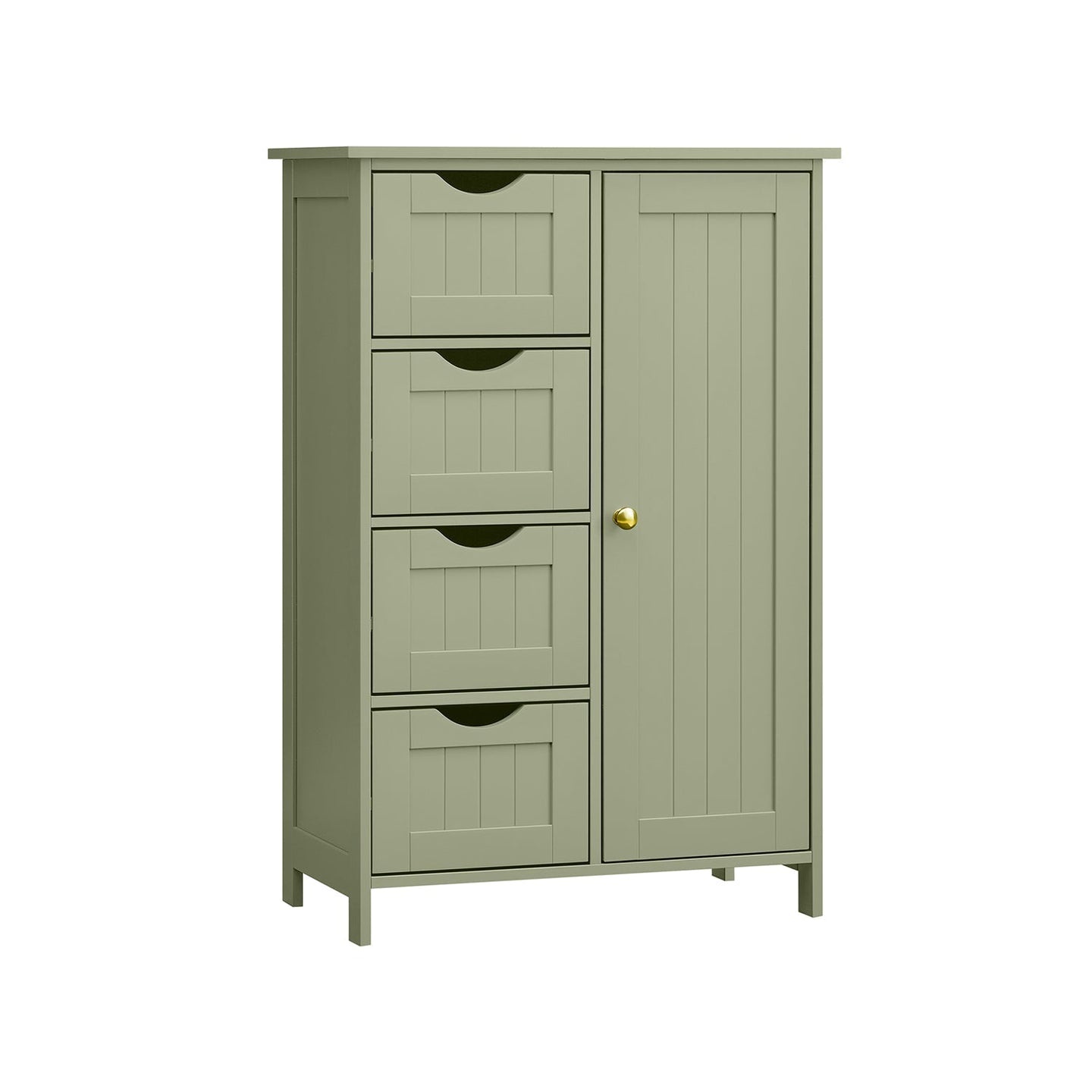Wooden Cabinet - White - 4 Drawers and 1 Wardrobe Compartment
