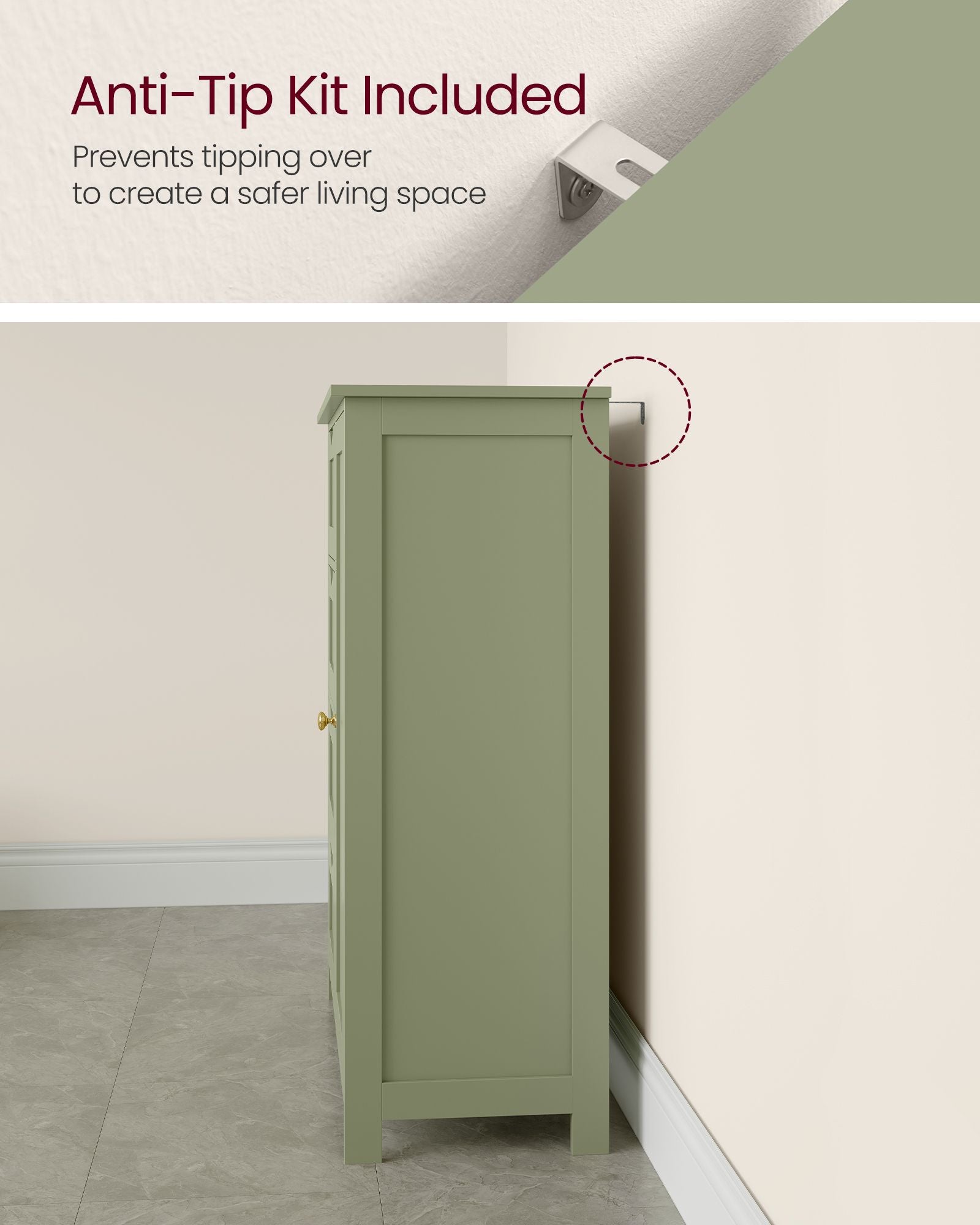 Bathroom Storage Unit - Wood - White - 4 Drawers and 1 Wardrobe Compartment