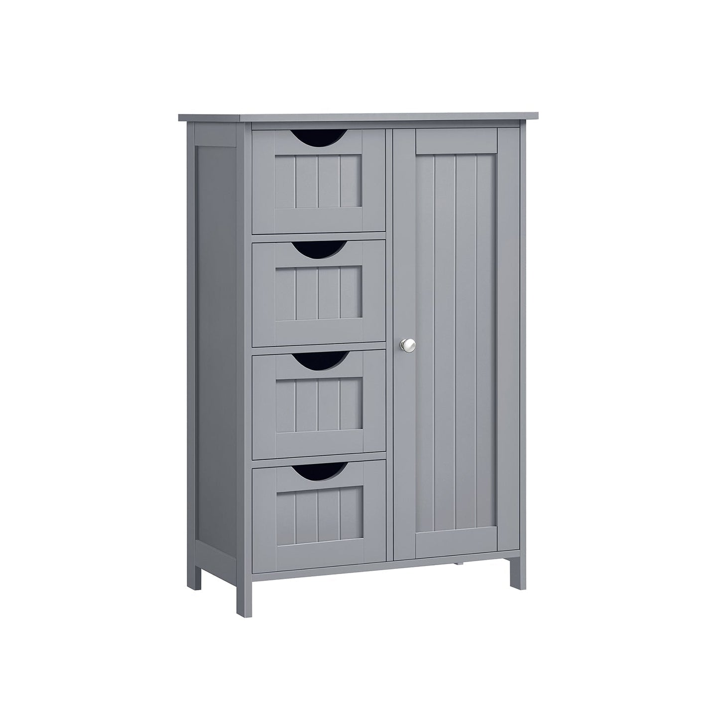 Bathroom Floor Storage Cabinet - Wood - White - Features 4 Drawers and 1 Wardrobe Compartment