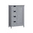 Wooden Cabinet - White - 4 Drawers and 1 Wardrobe Compartment