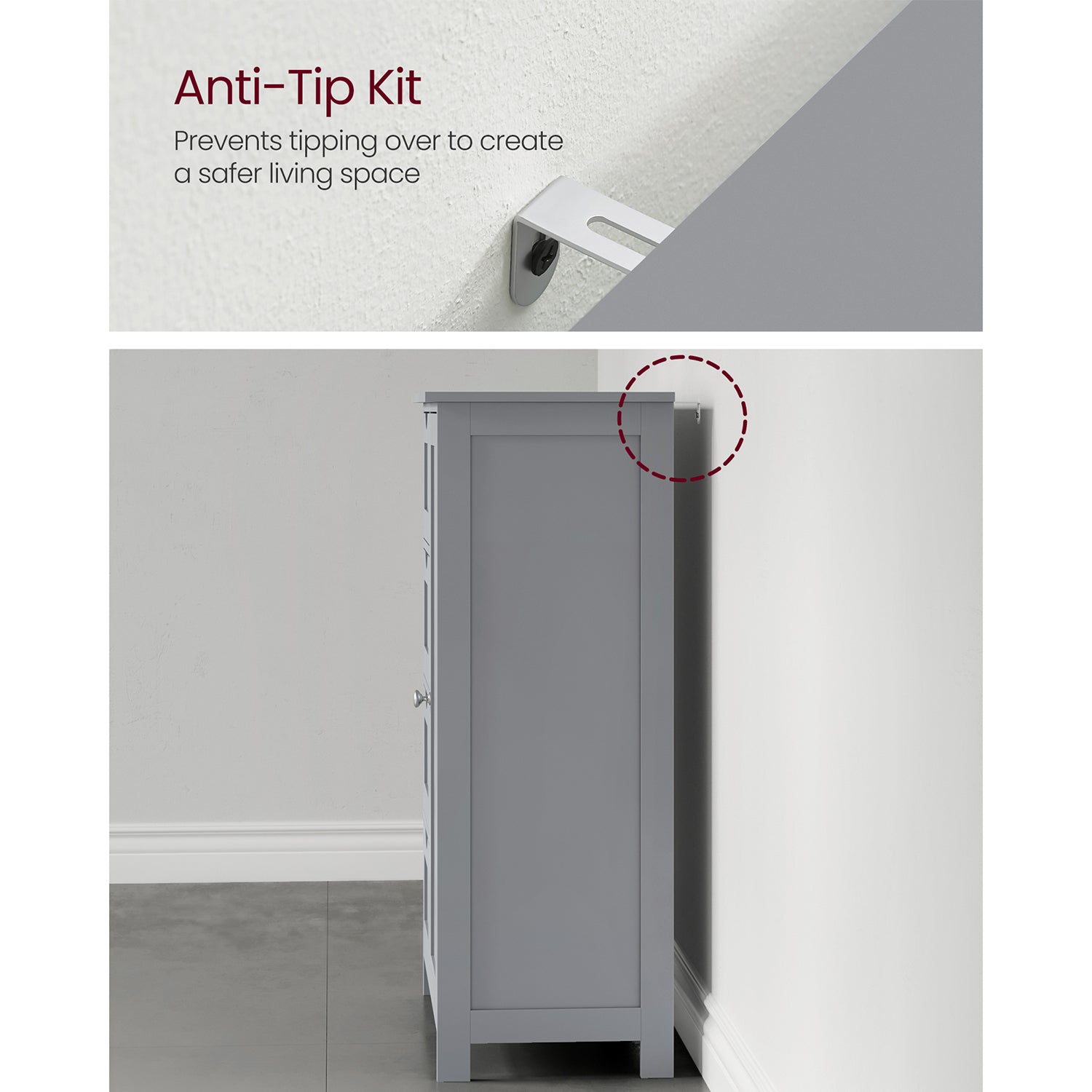 Bathroom Floor Storage Cabinet - Wood - White - Features 4 Drawers and 1 Wardrobe Compartment